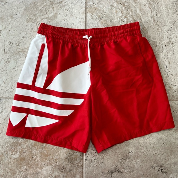 Adidas Men's Originals Big Trefoil Swim Short in Lush Red, size M - Picture 9 of 9